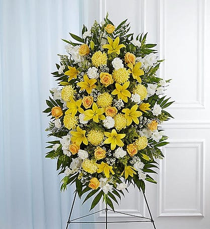Yellow & White Large Sympathy Vase Arrangement